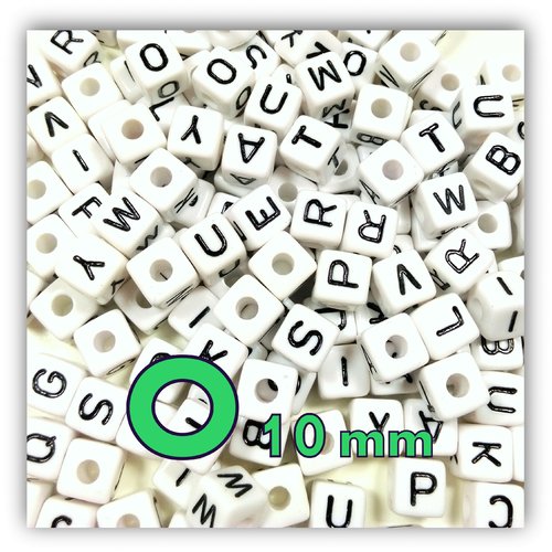 1 perle alphabet cube 10mm - perle lettre o