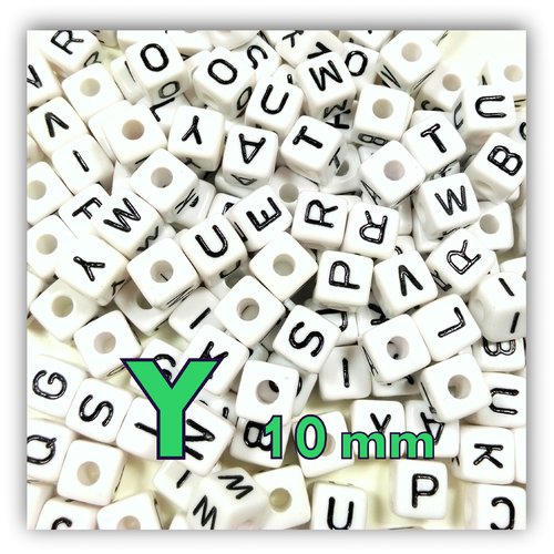 1 perle alphabet cube 10mm - perle lettre y