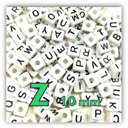 1 perle alphabet cube 10mm - perle lettre z