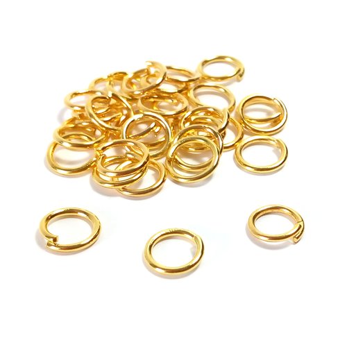 50 anneaux forts ouverts 9mm en métal doré
