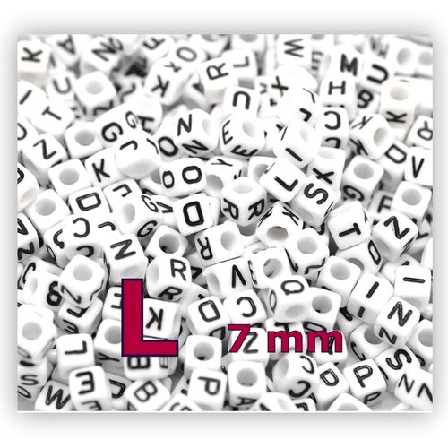 1 perle alphabet lettre l 7mm - perle lettre cube