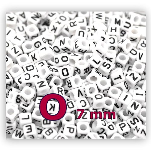 1 perle alphabet lettre o 7mm - perle lettre cube