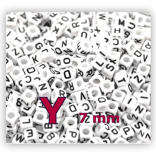 1 perle alphabet lettre y 7mm - perle lettre cube