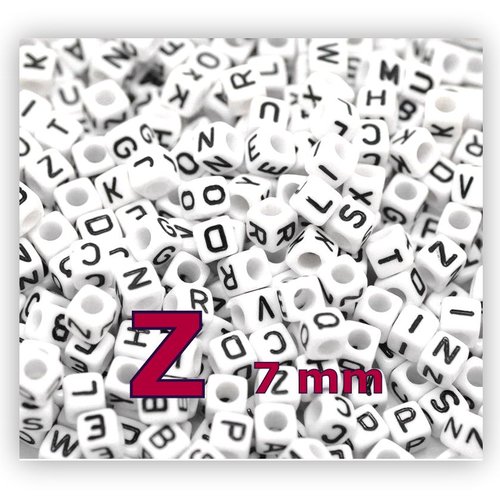 1 perle alphabet lettre z 7mm - perle lettre cube