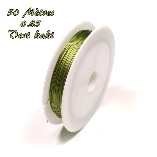 50 m. de fil cablé 0.45 mm vert kaki métallisé