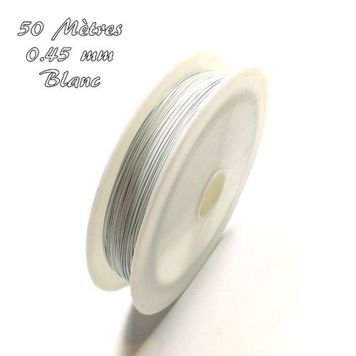 50 m. de fil cablé 0.45 mm blanc