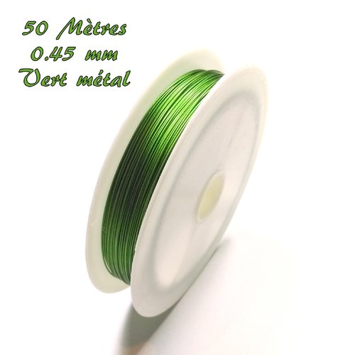 50 m. de fil cablé 0.45 mm vert métallisé