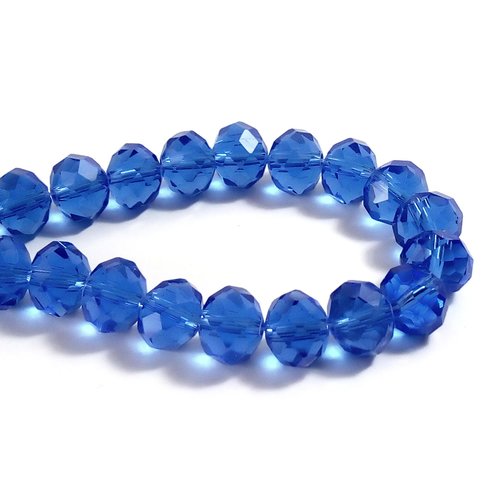 33 perles à facettes 10mm bleu