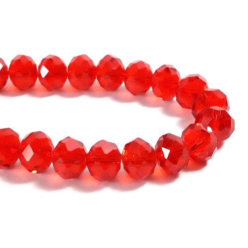 33 perles à facettes 10mm rouge