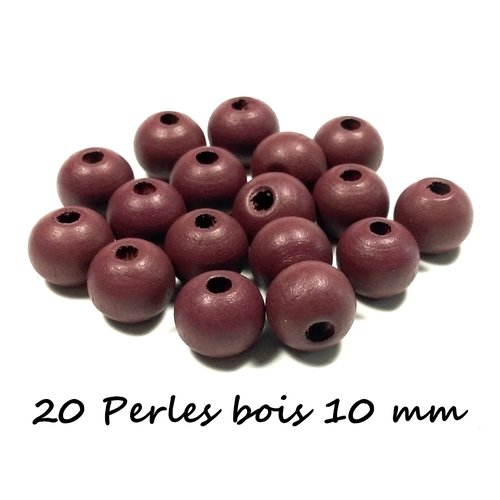 20 perles en bois 10 mm marron cacao