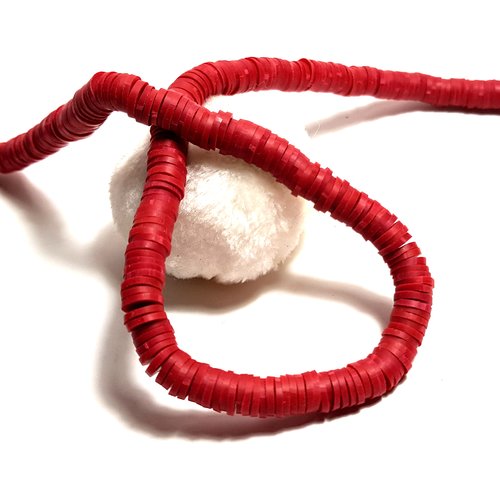 1 enfilade de 400 perles heishi 6mm rouge soutenu