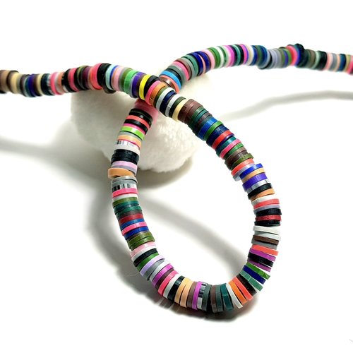 1 enfilade de 400 perles heishi 6mm multicolore ethnique