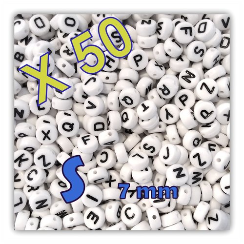 Lot de 50 " s " perles lettre alphabet palet 7 x 3.5 mm