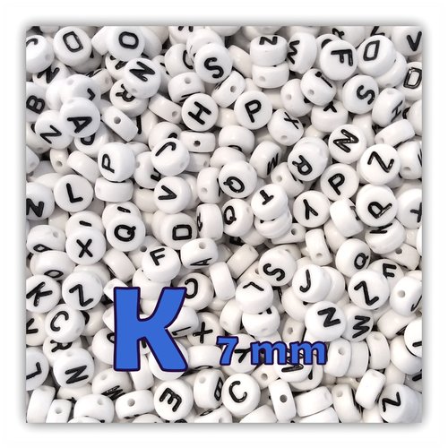 Lettre k perle alphabet palet 7 x 3.5 mm à l'unité