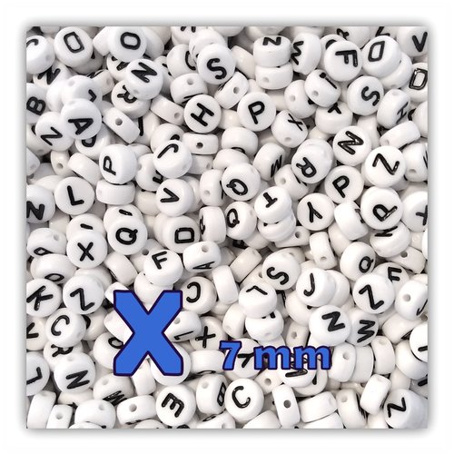 Lettre x perle alphabet palet 7 x 3.5 mm à l'unité