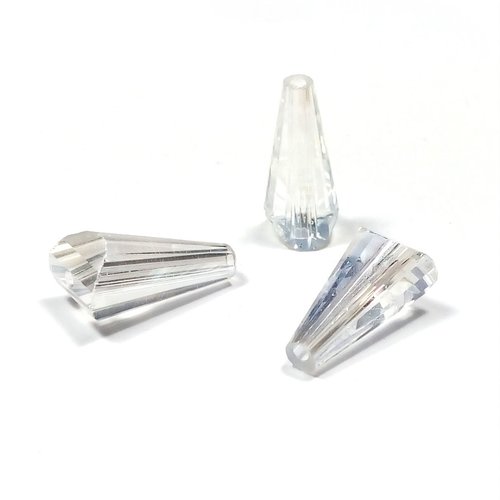 10 perles gouttes cones verre irisé 16 mm
