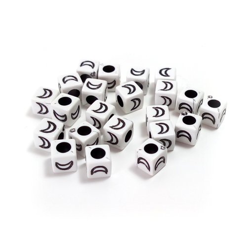 Perles lune 6mm - perles cube acrylique 6mm (x30)