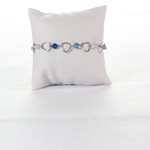 Bracelet argenté coeur perle bleu swarovski