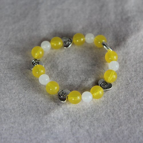 Bracelet extensible perle jaune et blanche