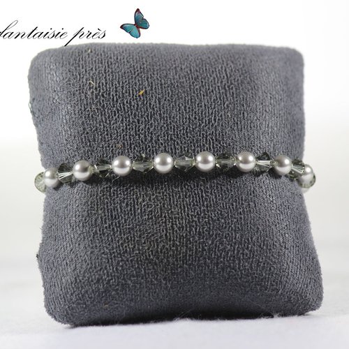 Bracelet gris perle swarovski extensible