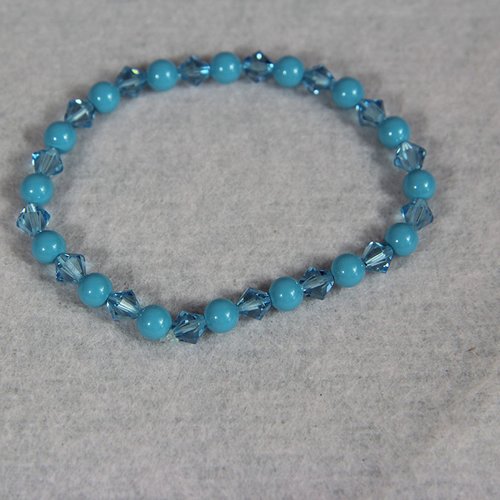 Bracelet bleu perle swarovski extensible