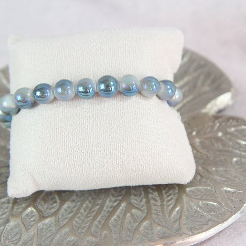 Bracelet perle bleu brillante
