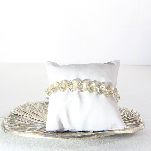 Bracelet perle en verre coquillage beige transparent