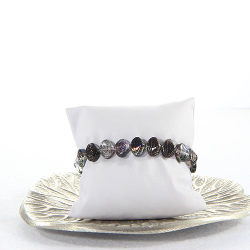 Bracelet perle de verre coquille métal 2 couleurs