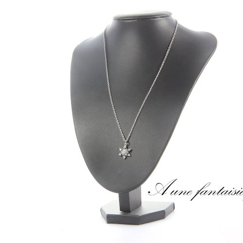Collier argenté flocon de neige strass