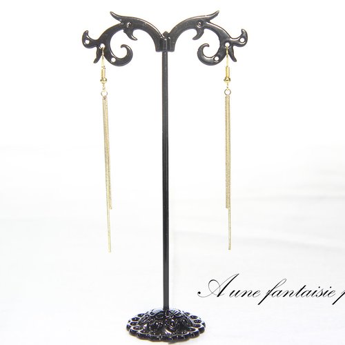 Boucle d'oreille doré pendentif franges