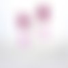 Boucle d'oreille cabochon polaris rose et vitrail