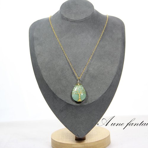 Collier doré pendentif aventurine