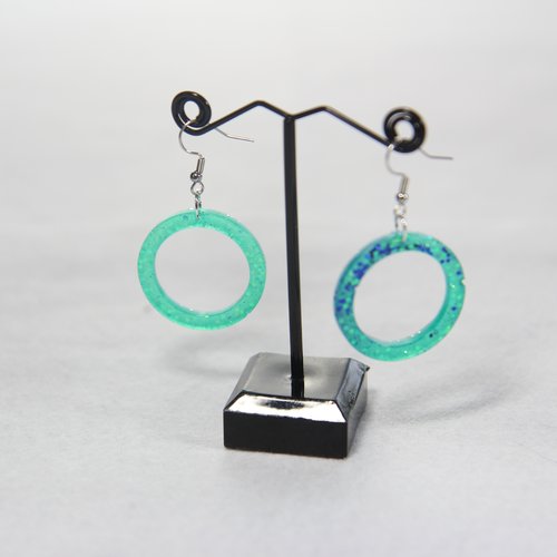 Boucle d'oreille argenté cercle pailleté
