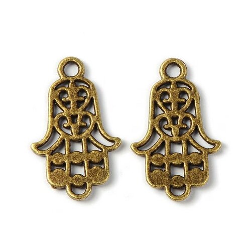 Breloque main de hamsa,métal bronze,23 mm,lot de 50 pcs