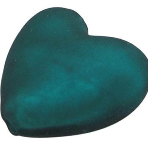 Perle de verre coeur givré vert bleu 12mm de diamètre,lot de 10