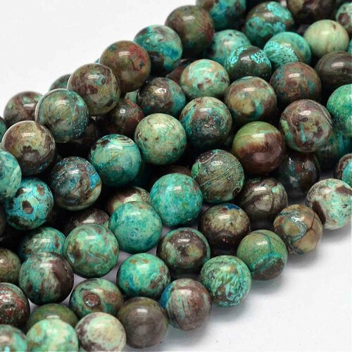 Perles jaspe océan,rond, 8 mm,lot de 10 perles