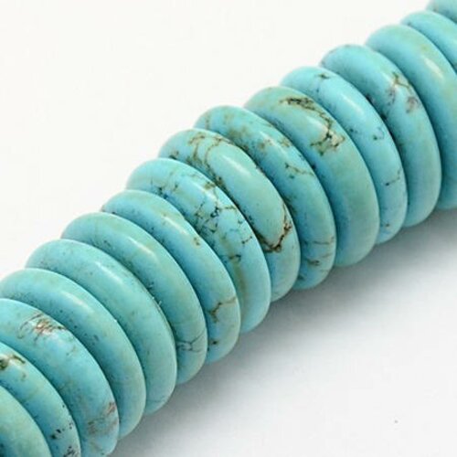 Perle turquoise,howlite,heishi,plat,rond,12x3 mm,lot de 20 pcs
