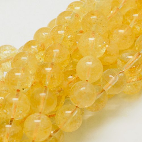 Perle de citrine,jaune rond,8 mm,lot de 10 perles