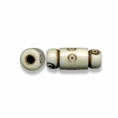 Perle en os artisanale traditionnelle tube 18 mm ,lot de 6 perles