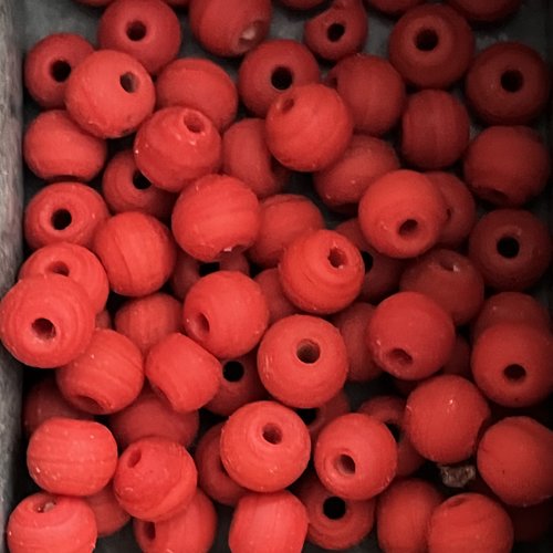 Perle en verre,artisanat inde,rouge tomate,ronde,7 mm,lot de 20 perles