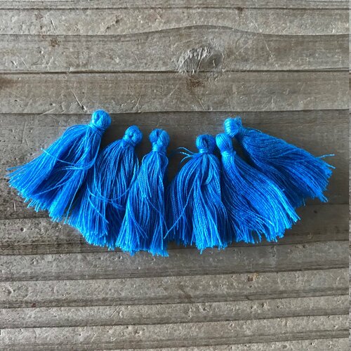 Pompon de fil de coton bleu  30x5mm,lot de 10 pcs