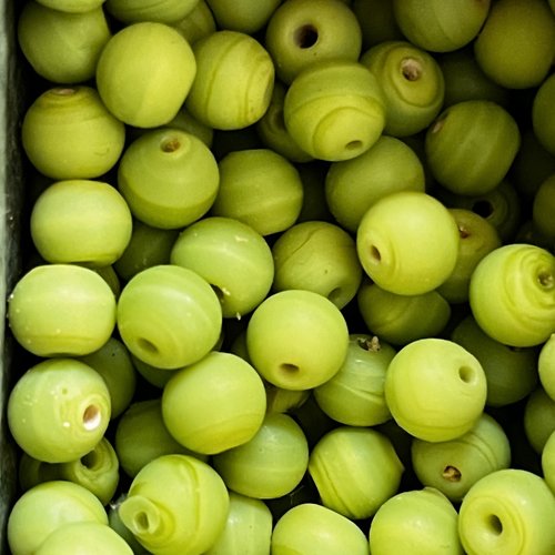Perle en verre,artisanat inde,pomme verte,ronde,7 mm,lot de 20 perles