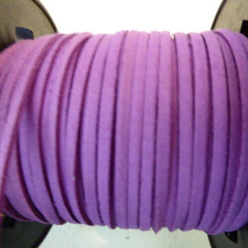 Cordon suédine violet 3mm de large,vendu par 1 m