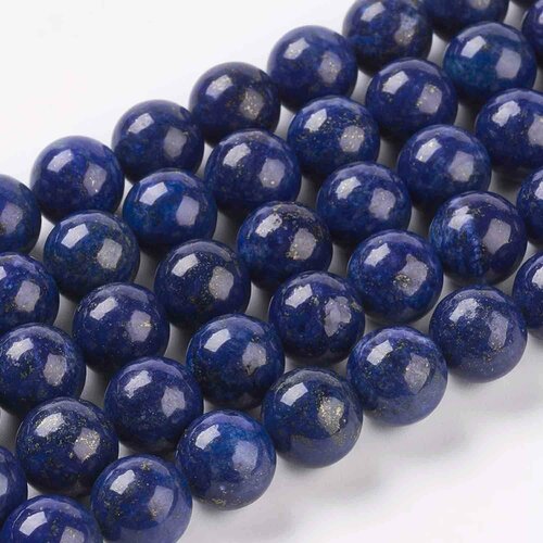 Perle lapis lazuli,grade a,ronde,10 mm,bleu,lot de 10 perles