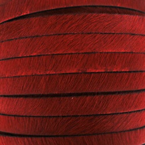 Lanière cuir,plat,5 mm,rouge à poil,vendu par 52 cm