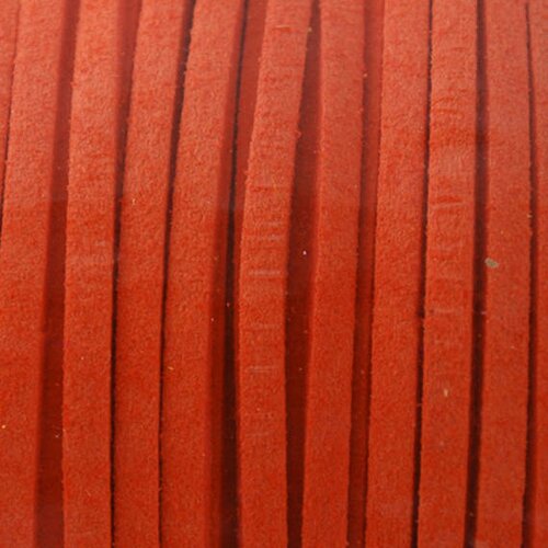 Cordon suédine orange sanguine 3mm de large 1mm d'épaisseur