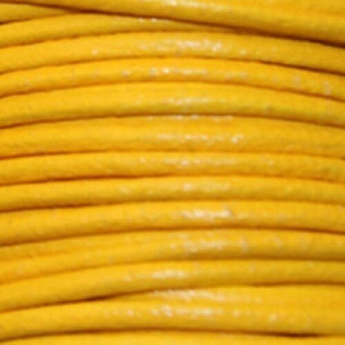 Cuir  2 mm rond jaune vendu par 20 cm