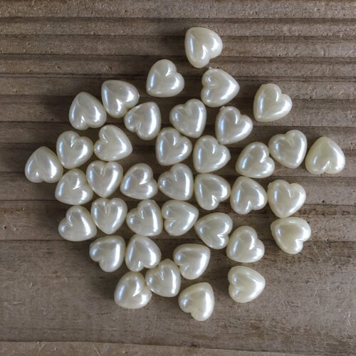 50 perles coeur en silicone à coller 11x10 mm