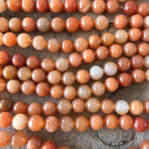 Perle d'aventurine rouge orangé d'afrique du sud, ronde, 8 mm, trou: 1mm,lot de 20 perles