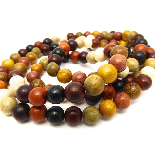 Perle de bois de santal,bouddhiste,couleur mixte,bouddha,méditation,8 mm,vendu par 20